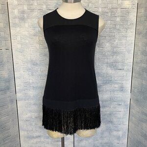 J. Crew Black Sleeveless Fringe Top Tunic Womens XS
